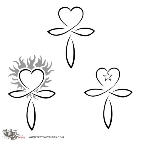 Ankh with heart (Life, passion) tattoo design thumbnail