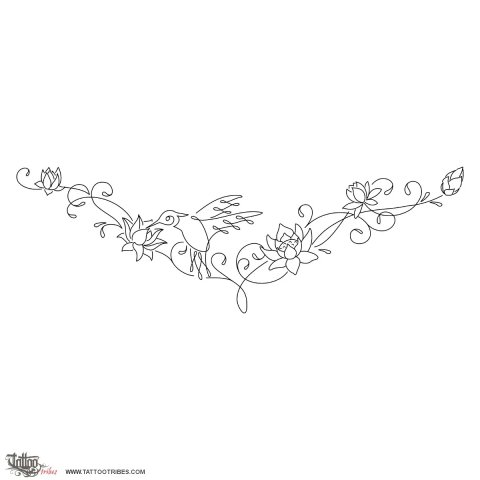 Humming bird and lotus (Hymn to life) tattoo design thumbnail