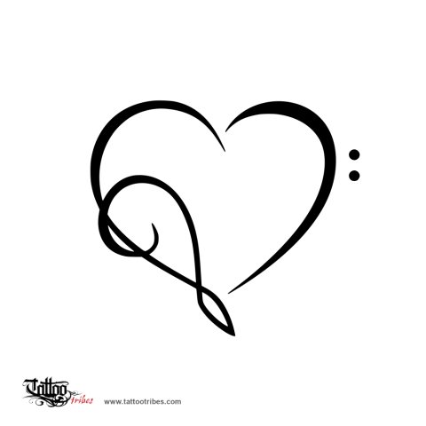 Musical heart (Love for music) tattoo design thumbnail