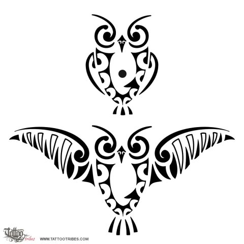 Ruru (Owl) tattoo design thumbnail