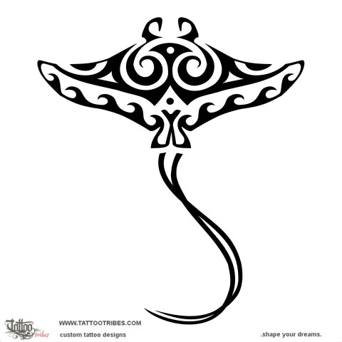 Manta (Freedom, protection) tattoo design thumbnail