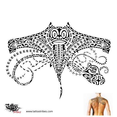 Manta and octopus (Diving) tattoo design thumbnail