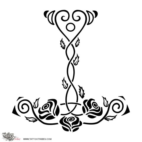 Mjolnir of roses (Protection) tattoo design thumbnail