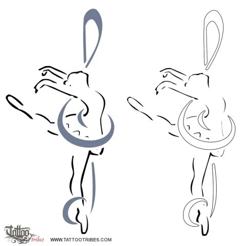 Ballerina (Dance and music) tattoo design thumbnail