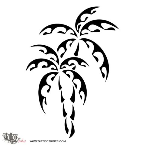 Palm trees (Fertility, serenity) tattoo design thumbnail