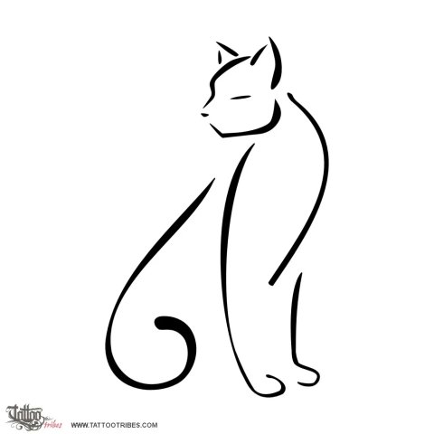Stylized cat (Flexibility, mistery) tattoo design thumbnail