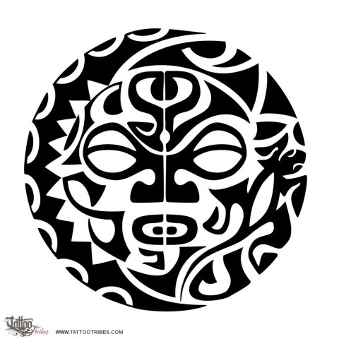 Sun and moon (The two halves of heaven) tattoo design thumbnail