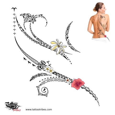 Te ora-ra'a o Tiare (Tiare's life) tattoo design thumbnail