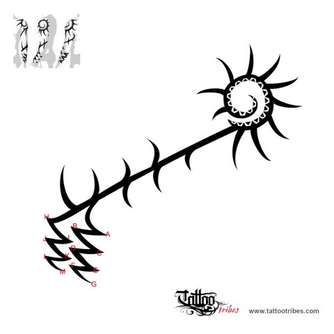 Tribal arm sleeve (New beginning, transformation) tattoo design thumbnail