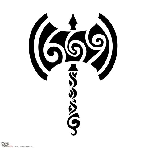 Tribal labrys (Warrior) tattoo design thumbnail