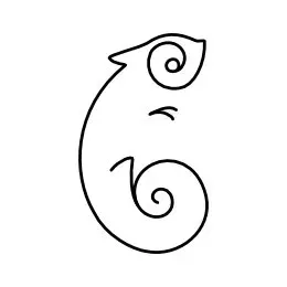 stylized minimalistic chameleon tattoo