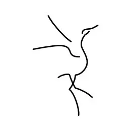 stylized minimalistic crane tattoo
