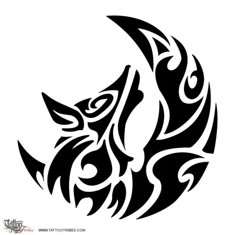 Wolf and moon