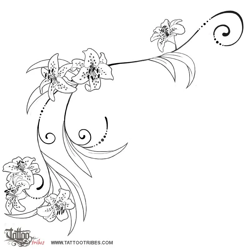 Stencil outline of Tiger lilies, Wealth, pride