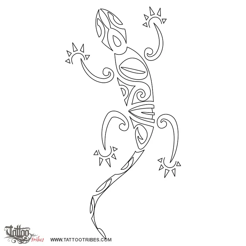 Stencil outline of Lucky lizard, Protection, luck