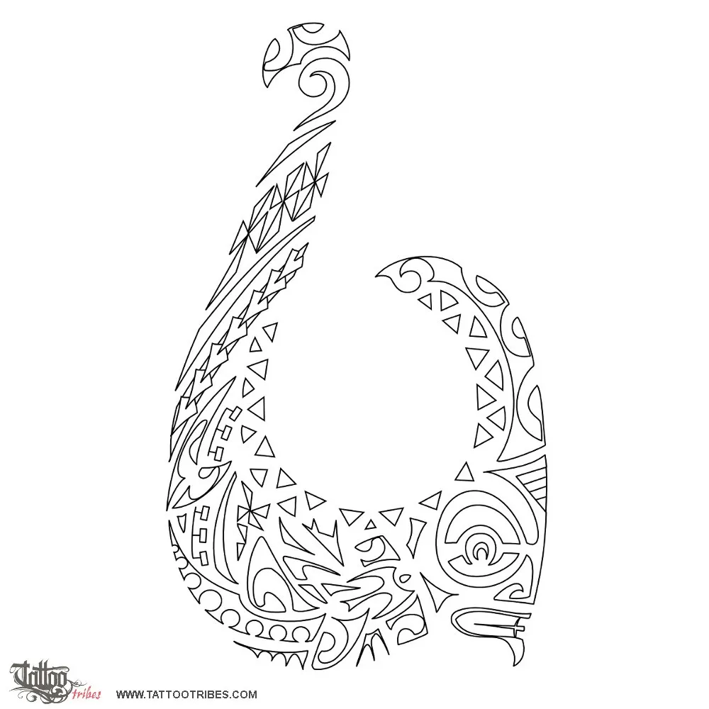Stencil outline of Mata'u, Fish hook