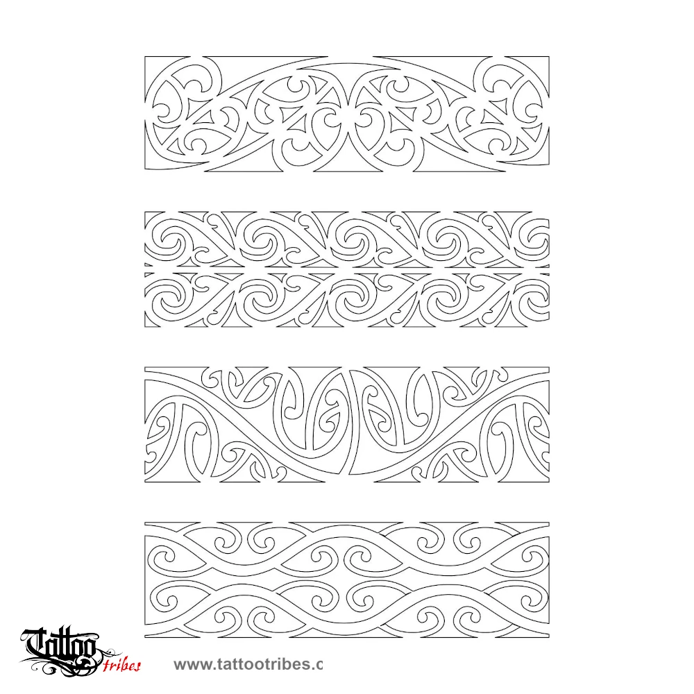 Stencil outline of Maori armbands, Traditional motifs