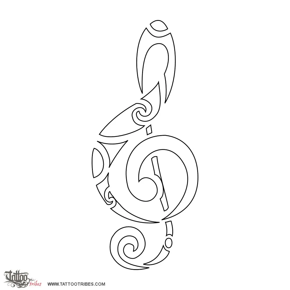 Stencil outline of Treble clef, Music