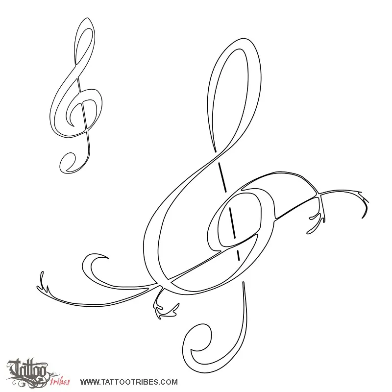 Stencil outline of Treble clef, Music, harmony