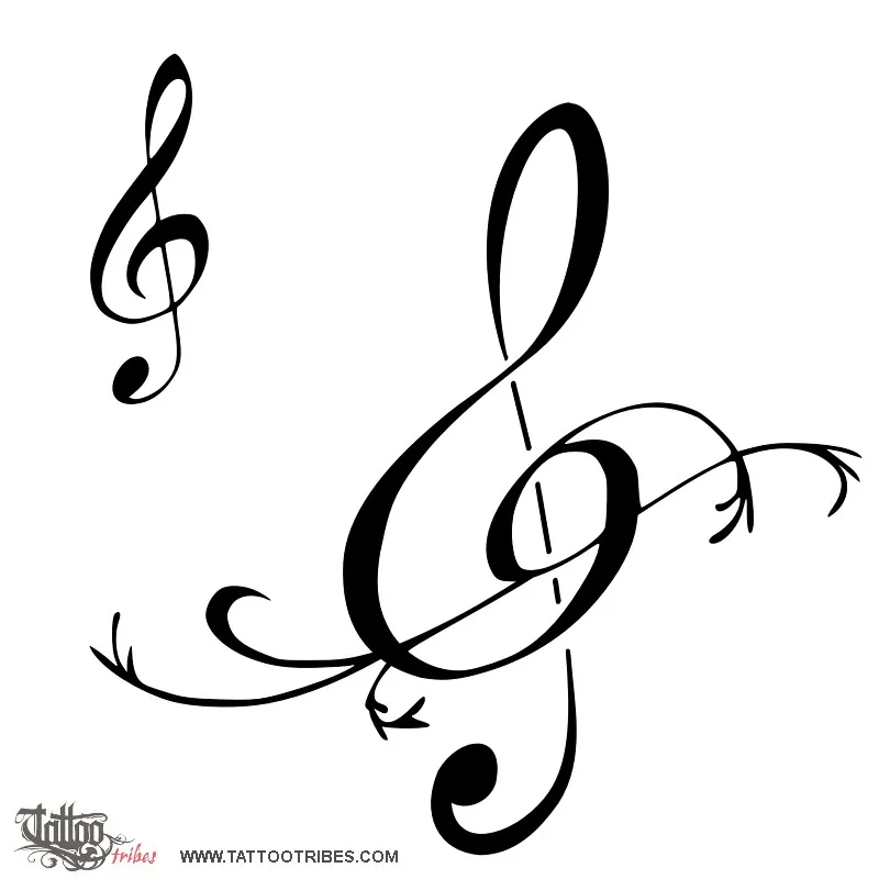 Tattoo image of Treble clef, Music, harmony
