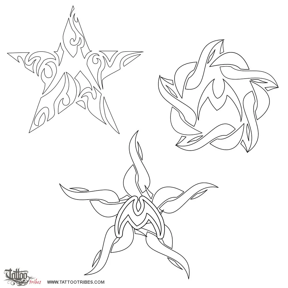 Stencil outline of Tribal star + M, In the center