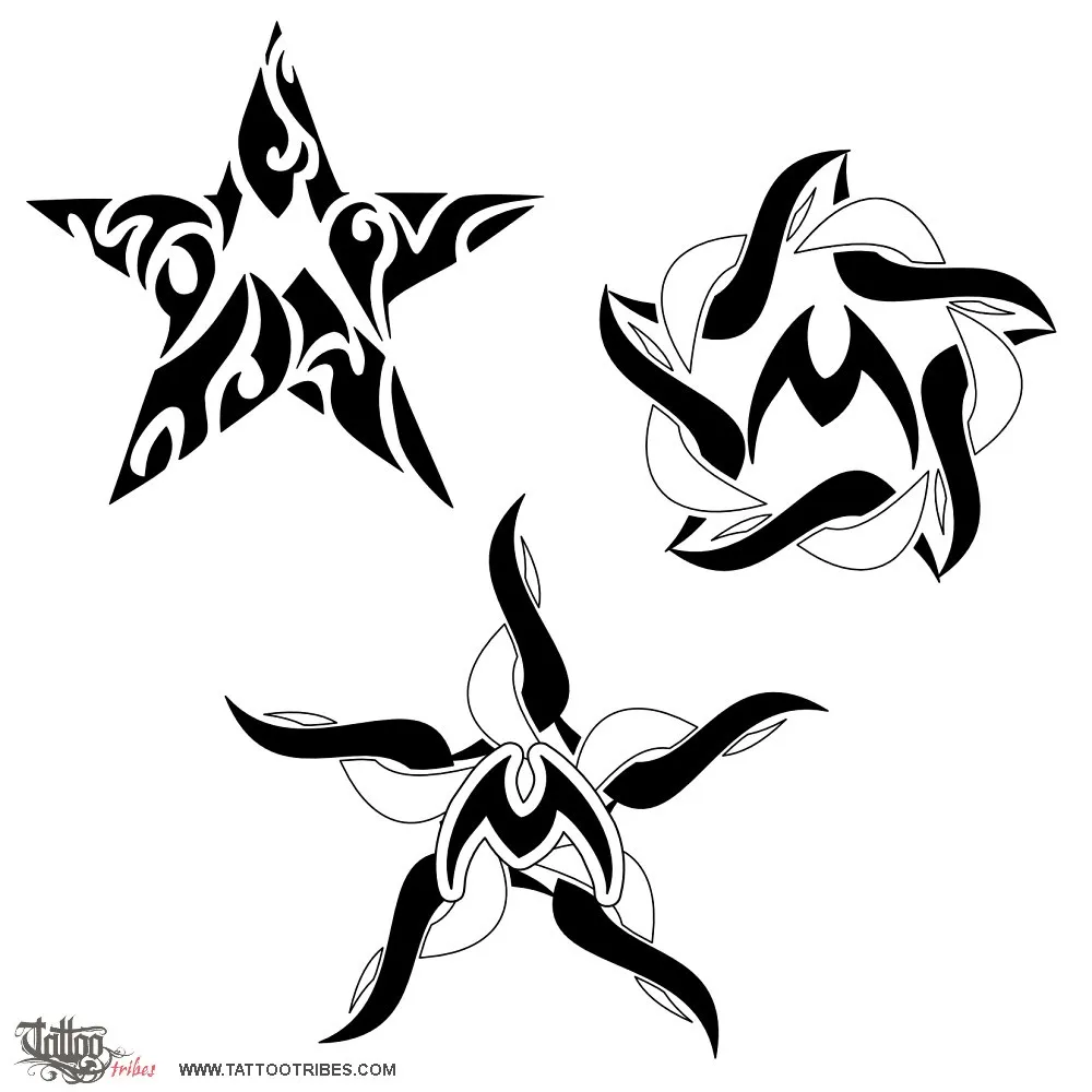 Tattoo image of Tribal star + M, In the center