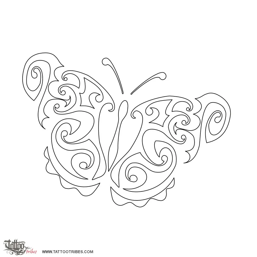 Stencil outline of Tribal butterfly, Transformation