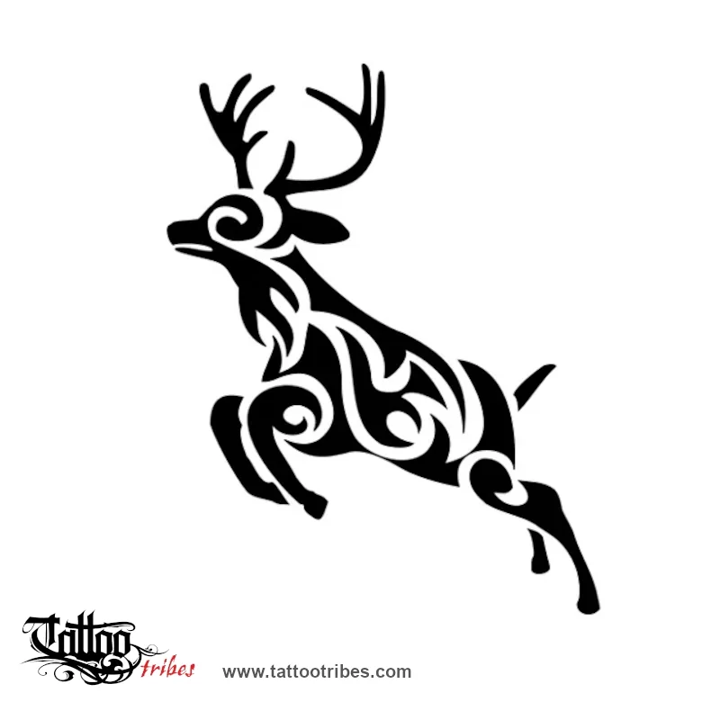 Tattoo image of tribal deer