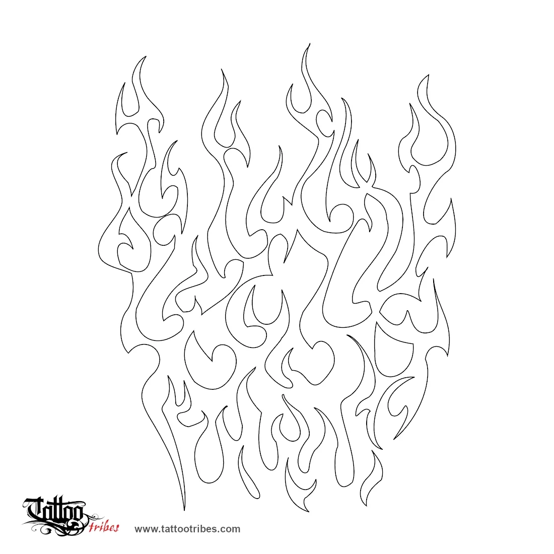 Stencil outline of Tribal flames, Passion, rebirth