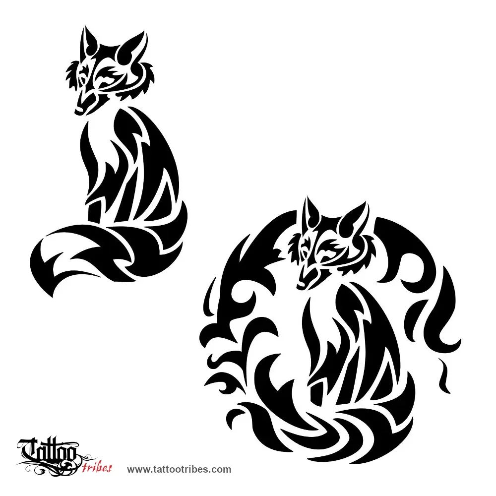 Tattoo image of Tribal fox, Cunning, transformation