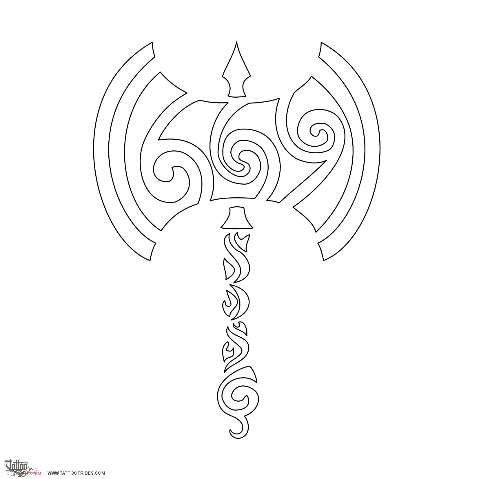 Stencil outline of Tribal labrys, Warrior