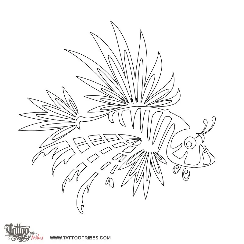 Stencil outline of Lionfish, Family, life
