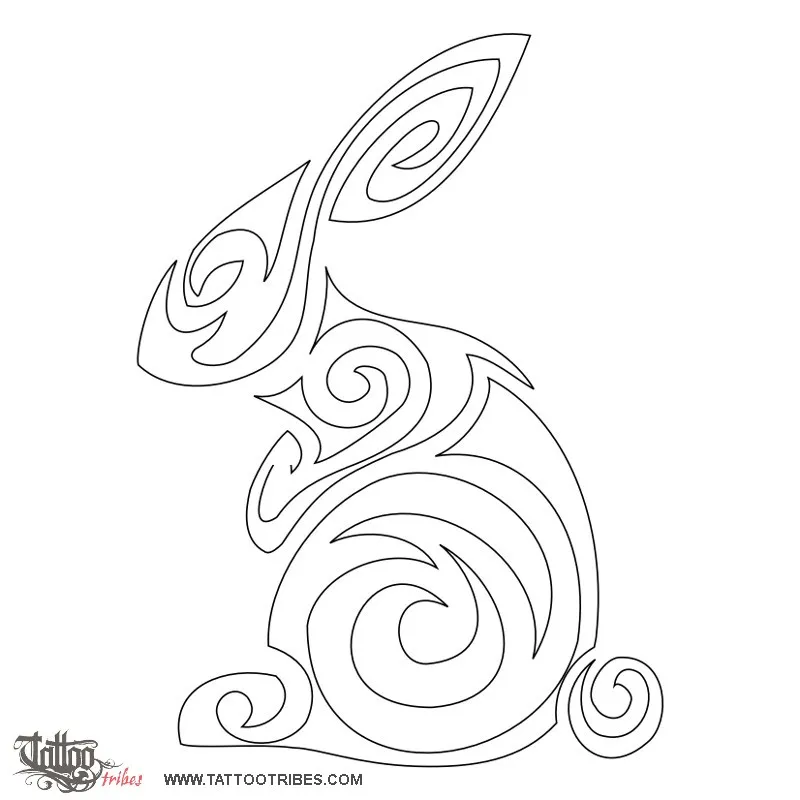 Stencil outline of Tribal rabbit, Sensibility, luck
