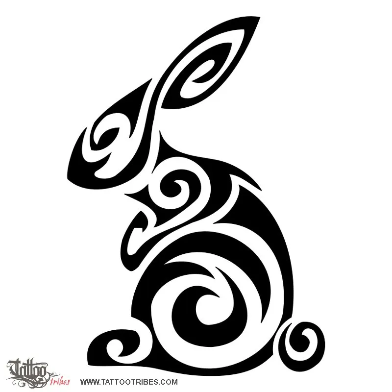 Tattoo image of Tribal rabbit, Sensibility, luck