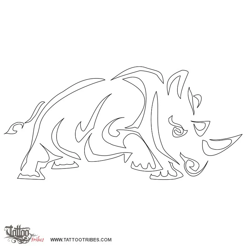 Stencil outline of Stylized rhinoceros, Protection, achievement