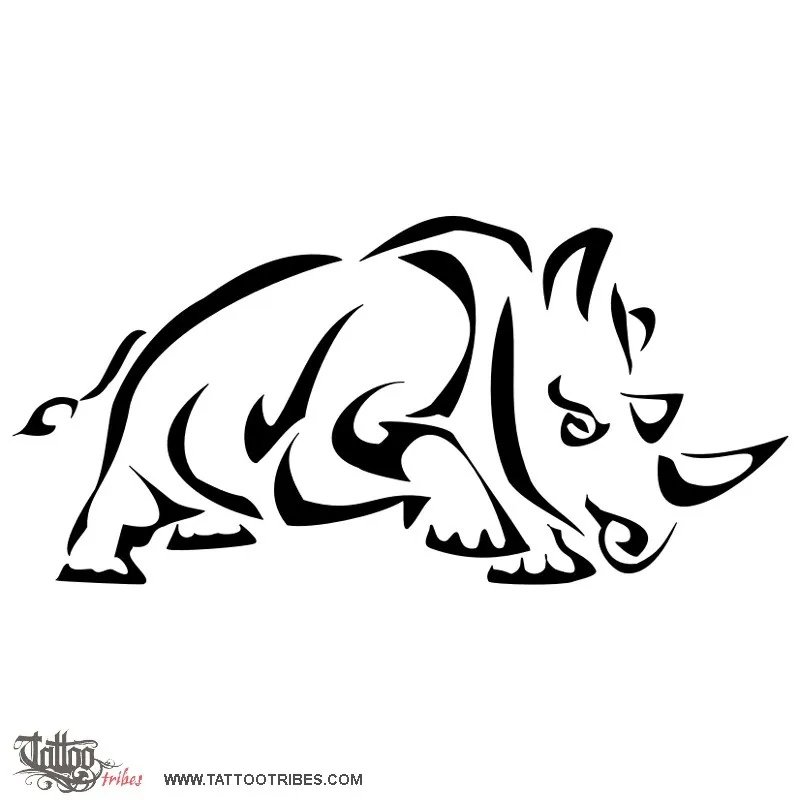 Tattoo image of Stylized rhinoceros, Protection, achievement