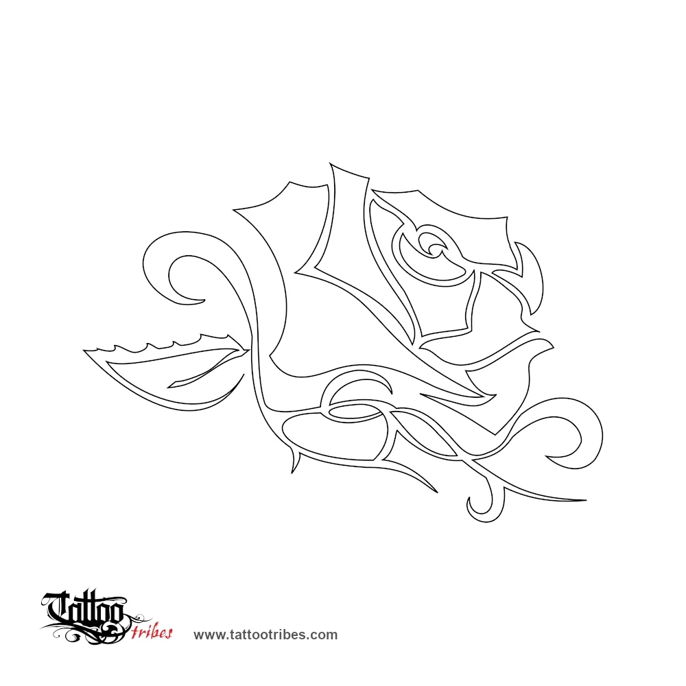 Stencil outline of Tribal rose, Perfection, love