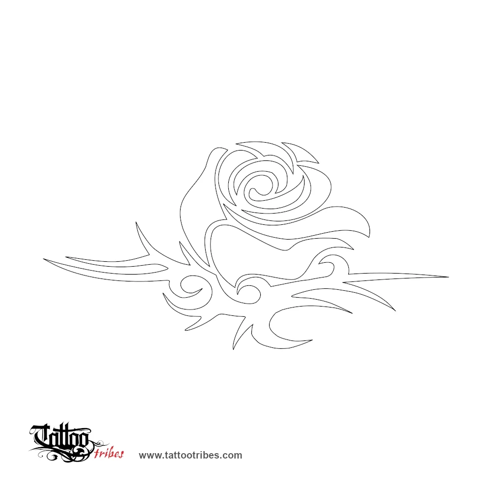 Stencil outline of Tribal rose, Perfection, love