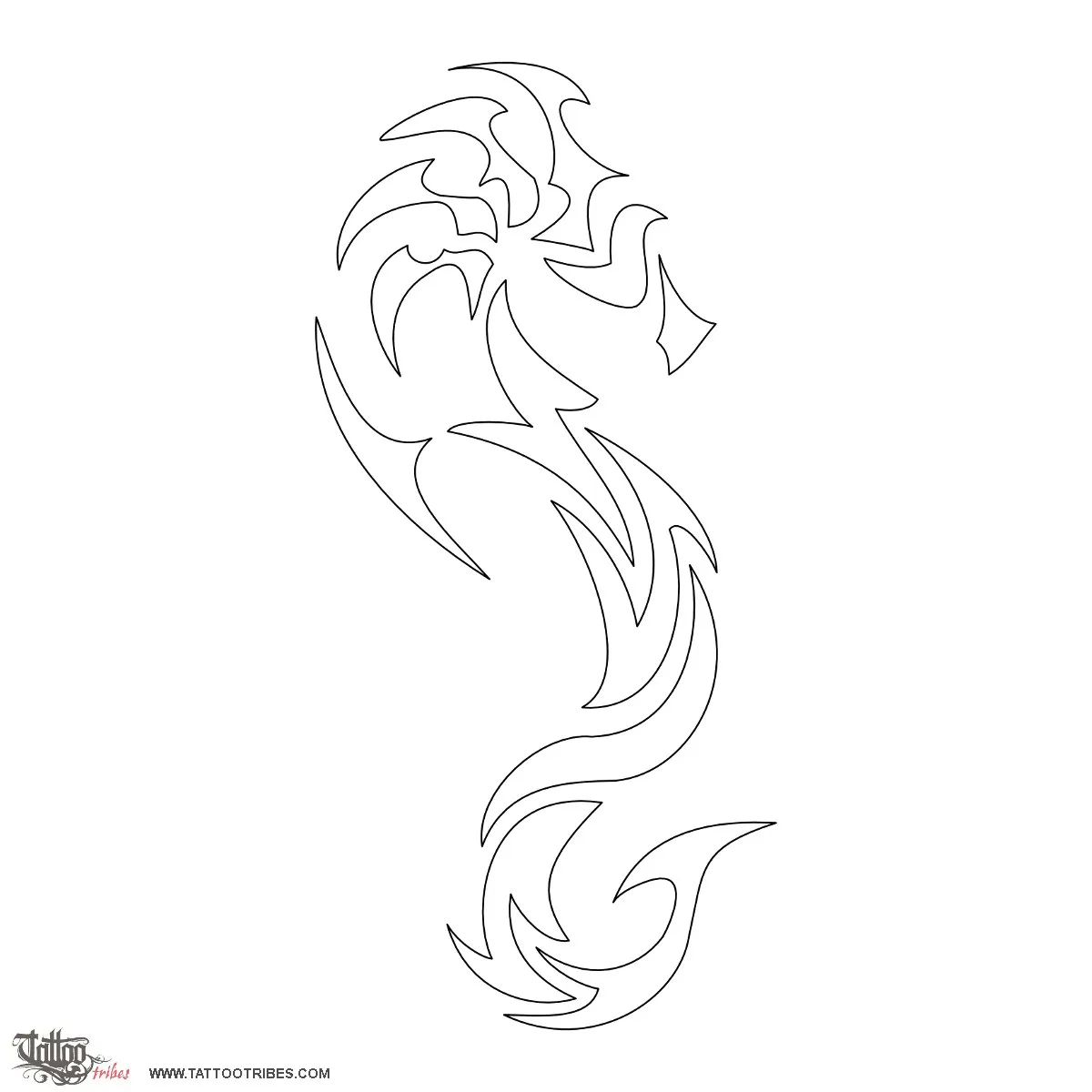 Stencil outline of Tribal seahorse, Patience, tenacity
