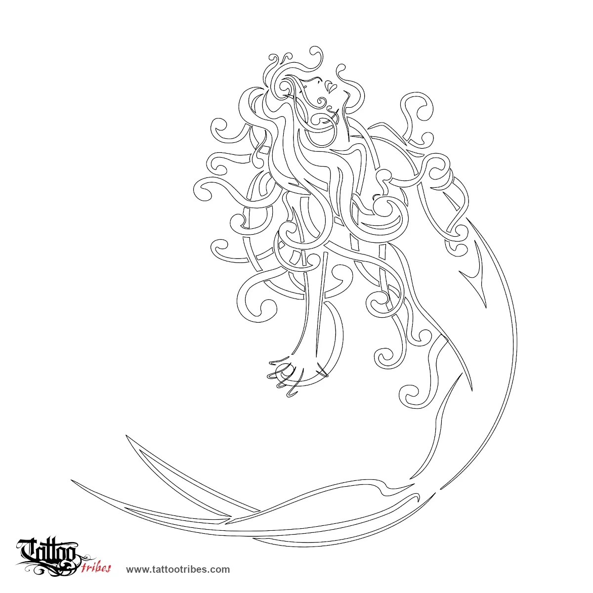 Stencil outline of Mermaid, Sensuality