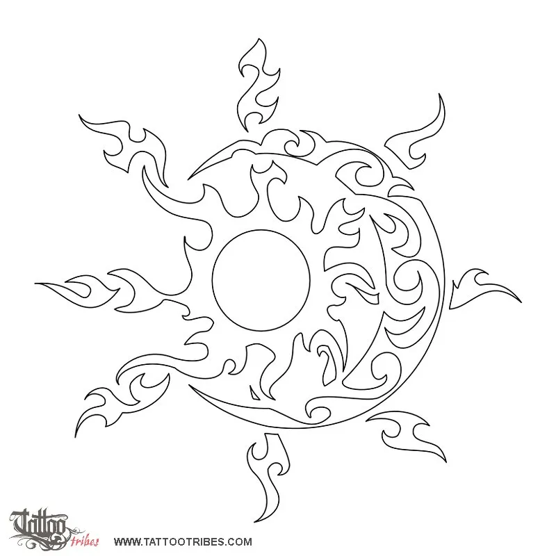 Stencil outline of Sun-moon, Water and fire