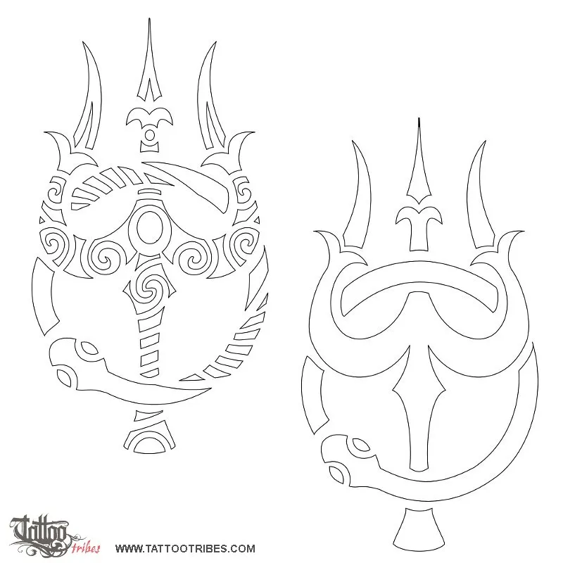 Stencil outline of Trishula and ouroboros, Eternity, unity