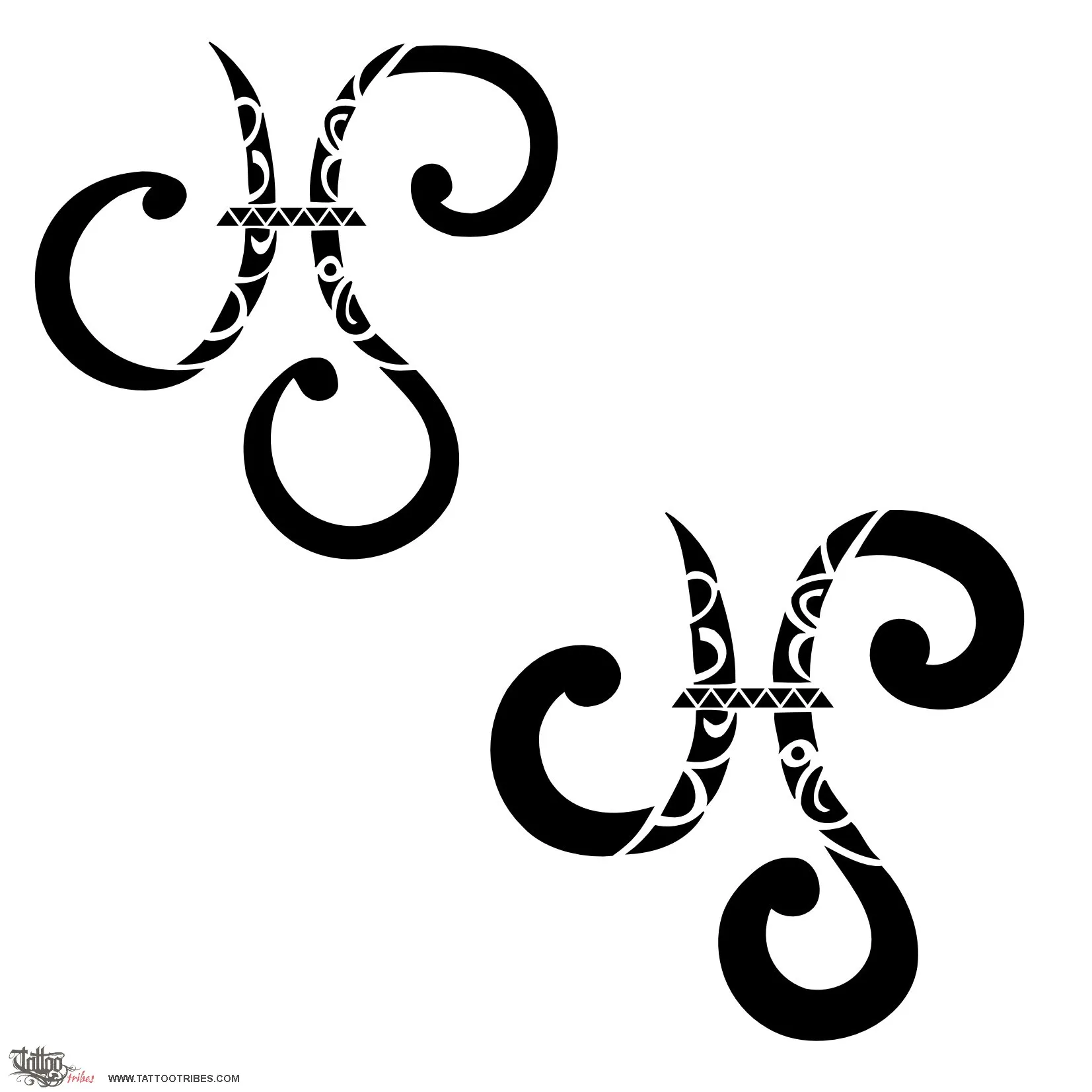 Tattoo image of Pisces and triskell, Zodiac sign