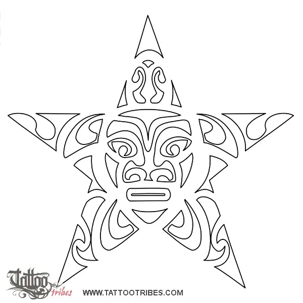 Stencil outline of Turtle star, Family, protection