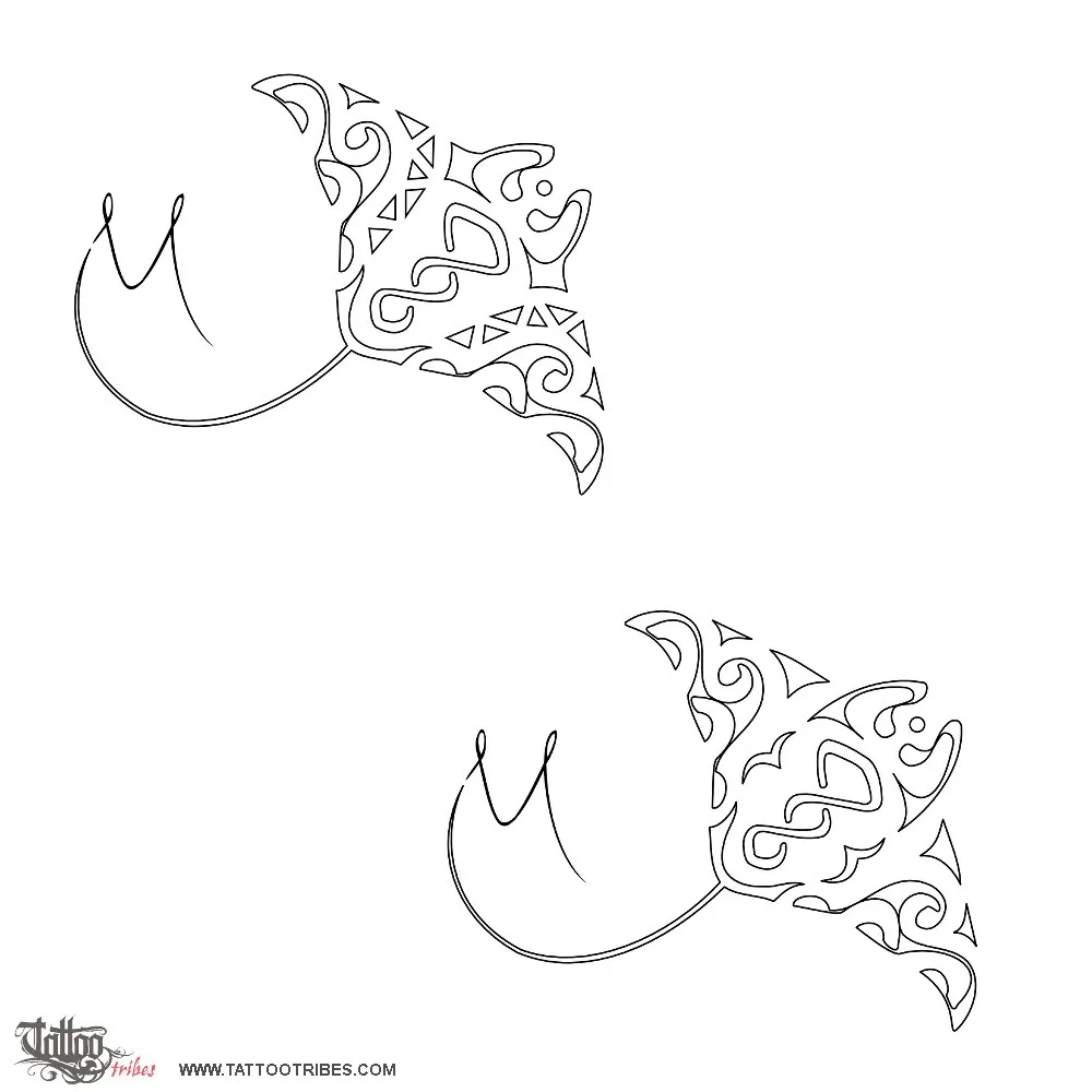 Stencil outline of Manta with twist, Friendship, freedom