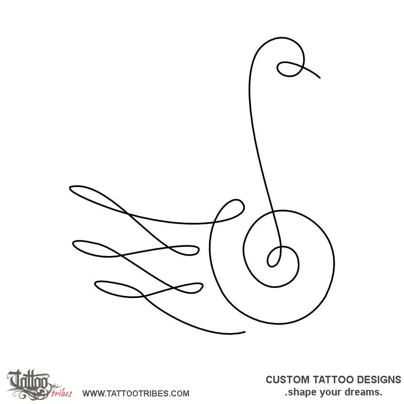 Tattoo image of lineart Unalome swan, Beauty in enlightenment