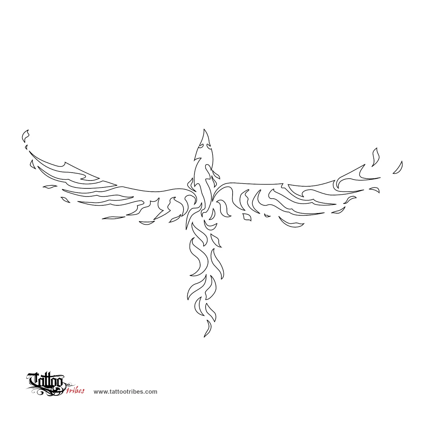 Stencil outline of Tribal phoenix, Eternity, rebirth