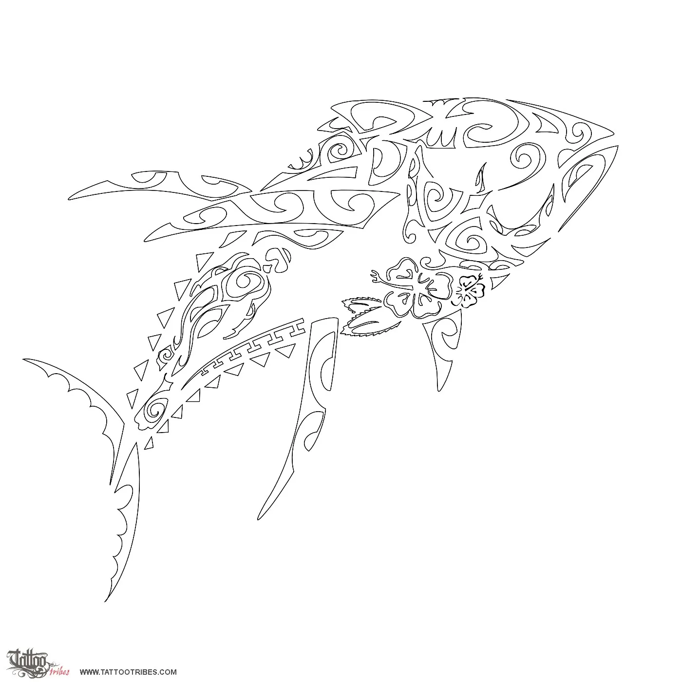 Stencil outline of Ahi, Yellow fins tuna