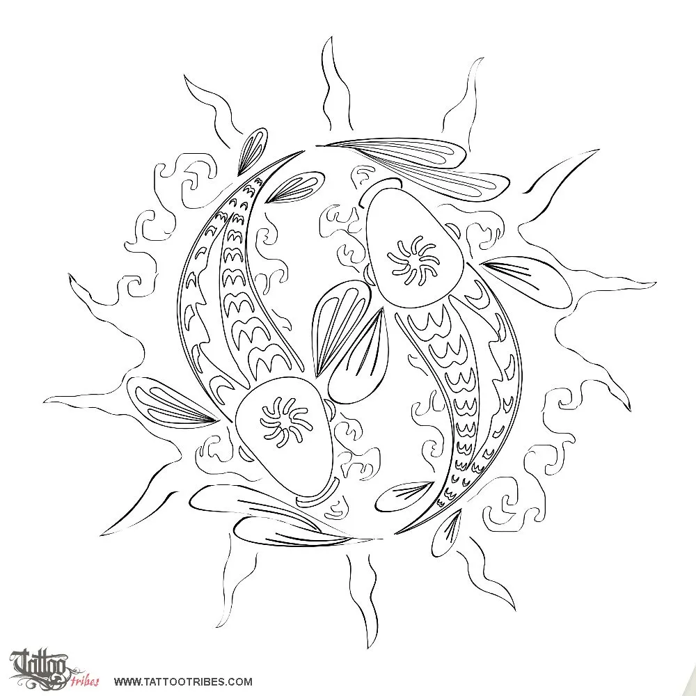 Stencil outline of Yin Yang Pisces, Balance, harmony