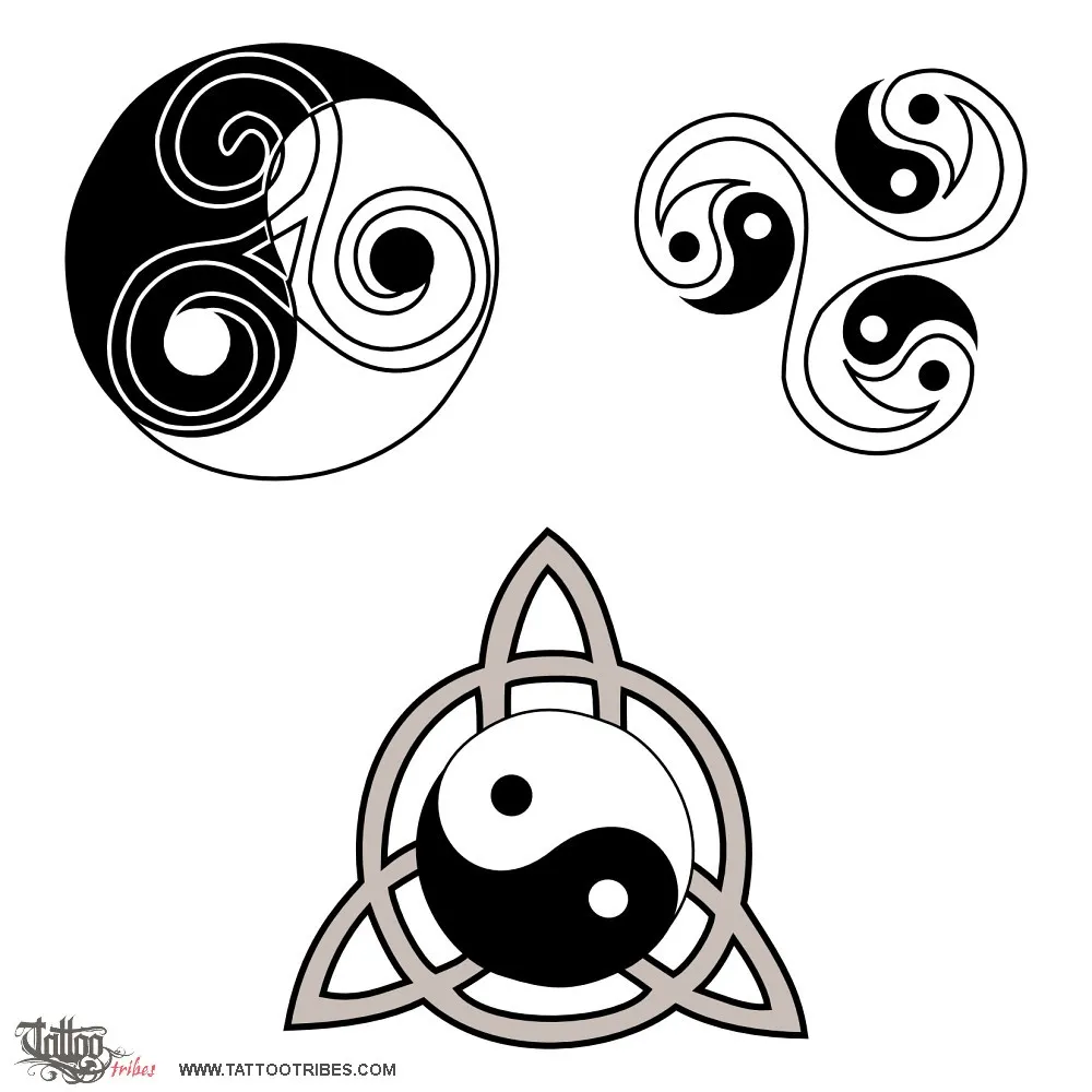 Tattoo image of Yin Yang triskell, Balance, harmony